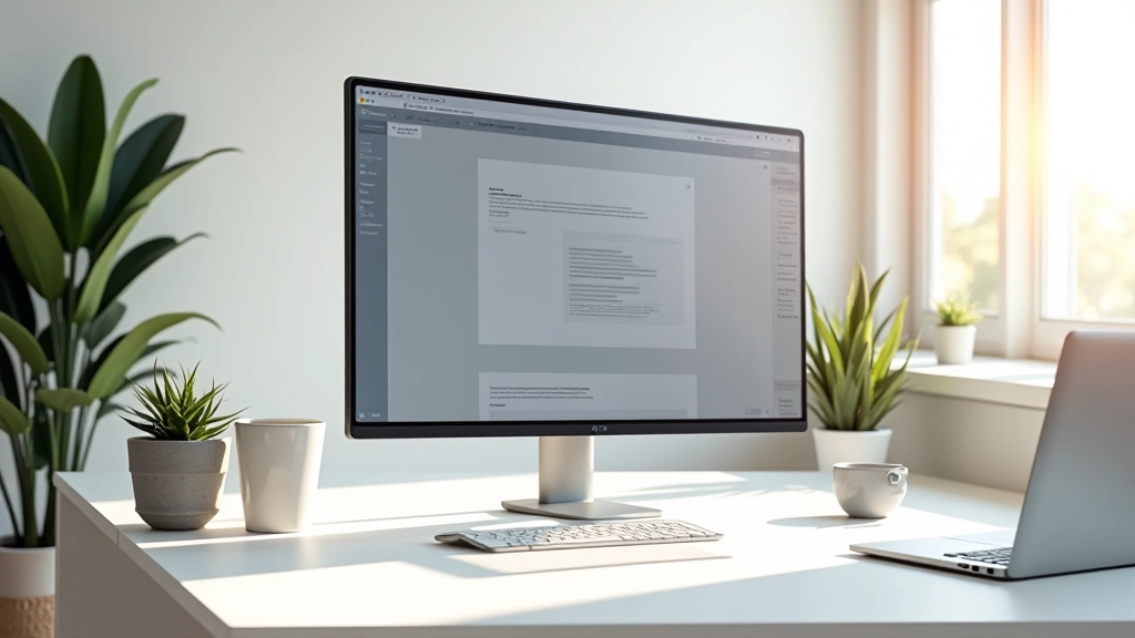 Moderní designérský pracovní prostor s monitorem zobrazujícím Figma projekt, světlý a inspirativní design studio