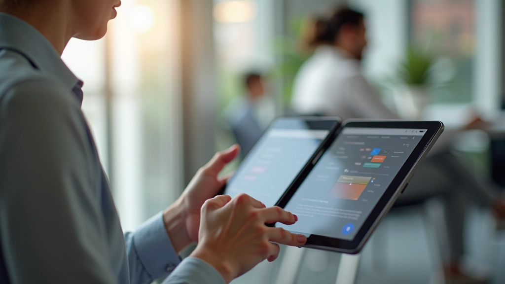 Uživatel na tabletu testuje interaktivní prototyp s hladkými animacemi přechodů
